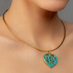 Colier Aero Green & Gold Heart