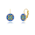 Cercei Desert din portelan fin placat cu Gold 24K  Blue