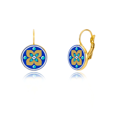 Cercei Desert din portelan fin placat cu Gold 24K Blue