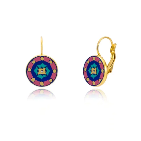 Cercei Desert din portelan fin placat cu Gold 24K Pink-Blue