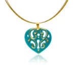 Colier Aero Green & Gold Heart