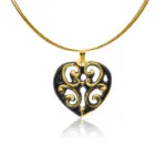 Colier Aero Black & Gold Heart