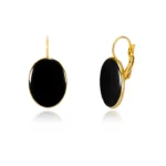 Cercei”MINIMAL”alist Gold & Black Oval  din portelan fin
