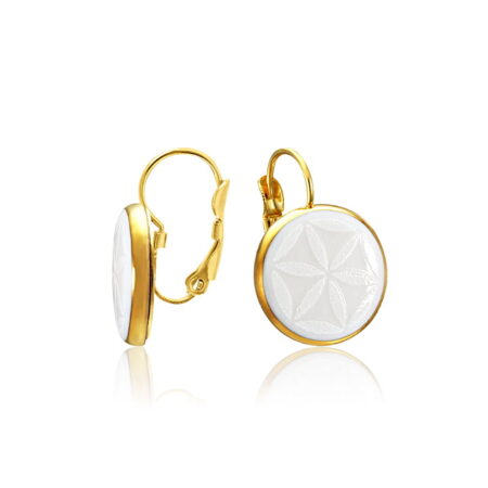 Minimal Fehér&Arany Kerek Finomporcelán Fülbevaló Patentos