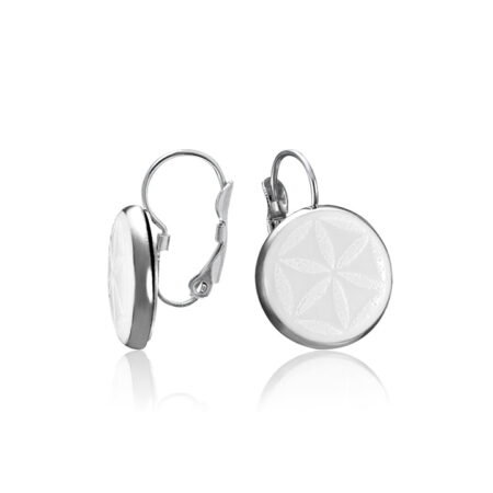Minimal Fehér&Platina Kerek Finomporcelán Fülbevaló Patentos