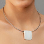 Minimalista Fehér&Platina Finomporcelán Négyzetes Medál