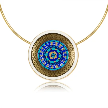 Colier Desert Gold  Blue Mandala rotund Mare