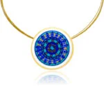 Colier Desert Gold Blue Mandala rotund