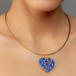 Colier Aero Blue & Gold Heart Colier