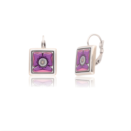 Cercei cu clip placați cu platină Art Deco cu model floral