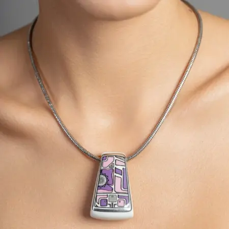Pandantiv mare Art Deco placat cu platină